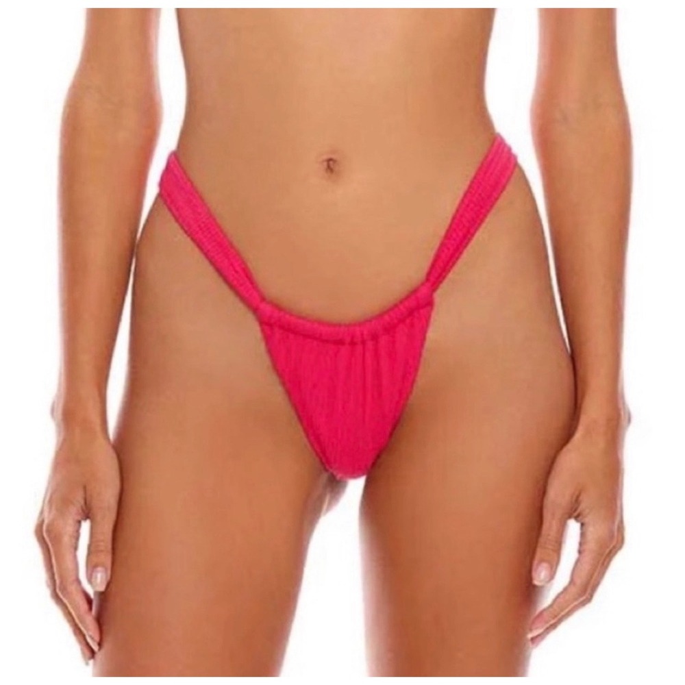 Agua Bendita Elsa Bikini Bottom Womens XL Pink Luau Ruched High Cut Swim NWT
